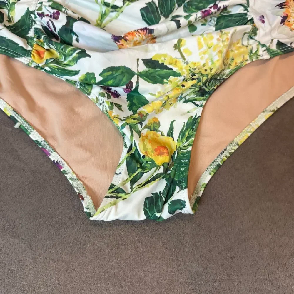Kortni Jeane Whimsical Floral High Waist Swim Bottoms Maternity Ruched 2XL